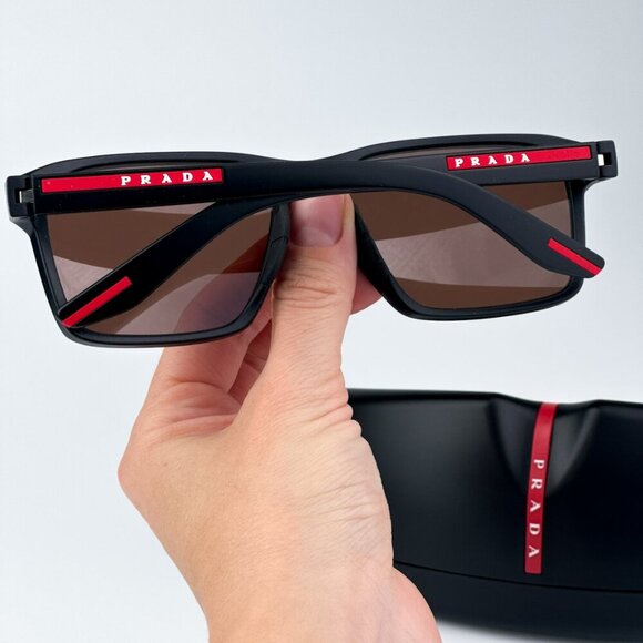 Prada Linea Rossa PS05YS DG050A BRAND NEW Sunglasses Black Rubber Brown Unisex - Picture 3 of 10